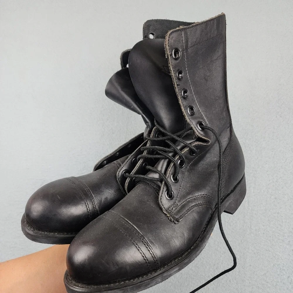 Vintage Bilt Rite Steel Toe Combat Boots Mens Size 7R Black Leather ANSI 1991